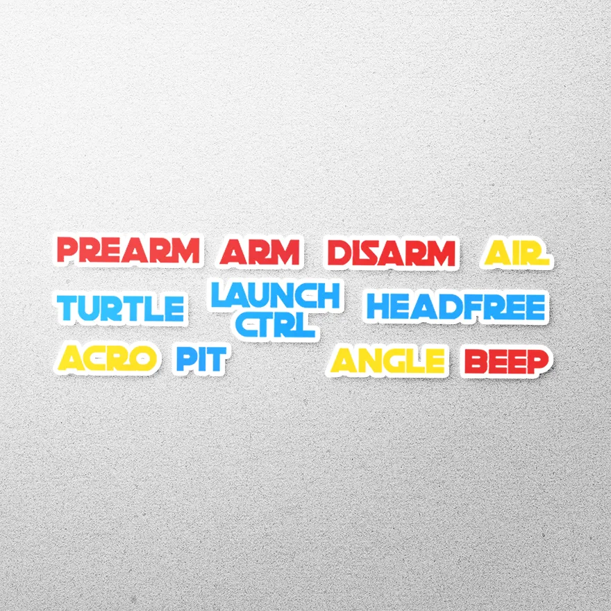 BetaFlight modes sticker sheet