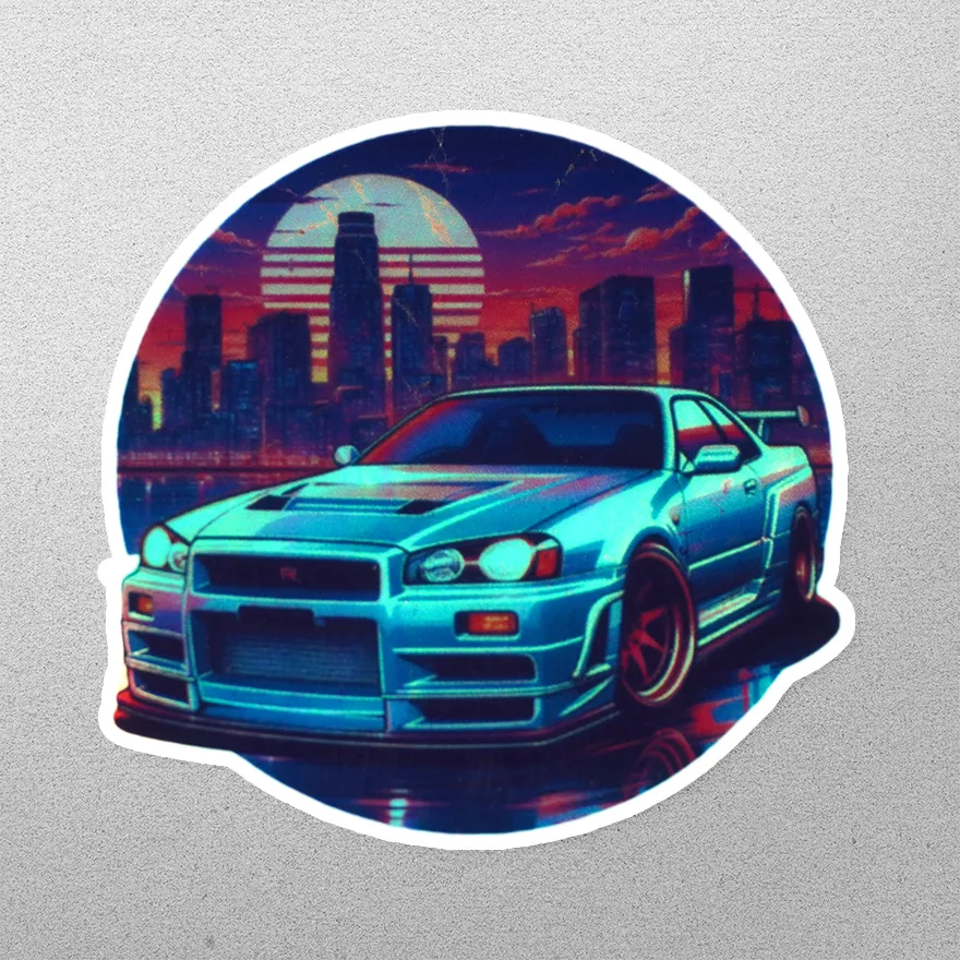 Custom sticker of a Nissan Skyline R34
